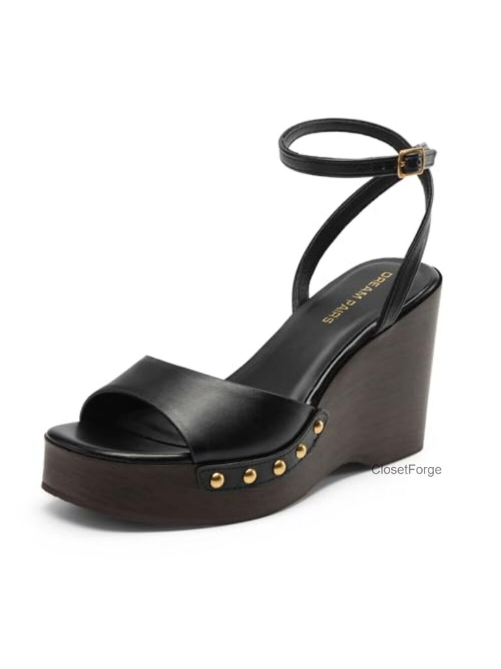 Strappy Espadrille Platform Wedge Sandals Faux Leather Ankle Strap Open Toe